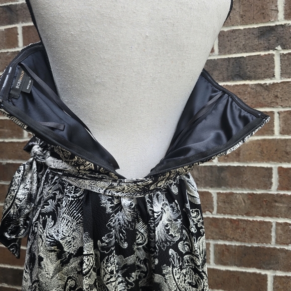 BCBGMaxAzria Strapless Black and Cream Paisley Dress 100% Silk - Picture 9 of 13